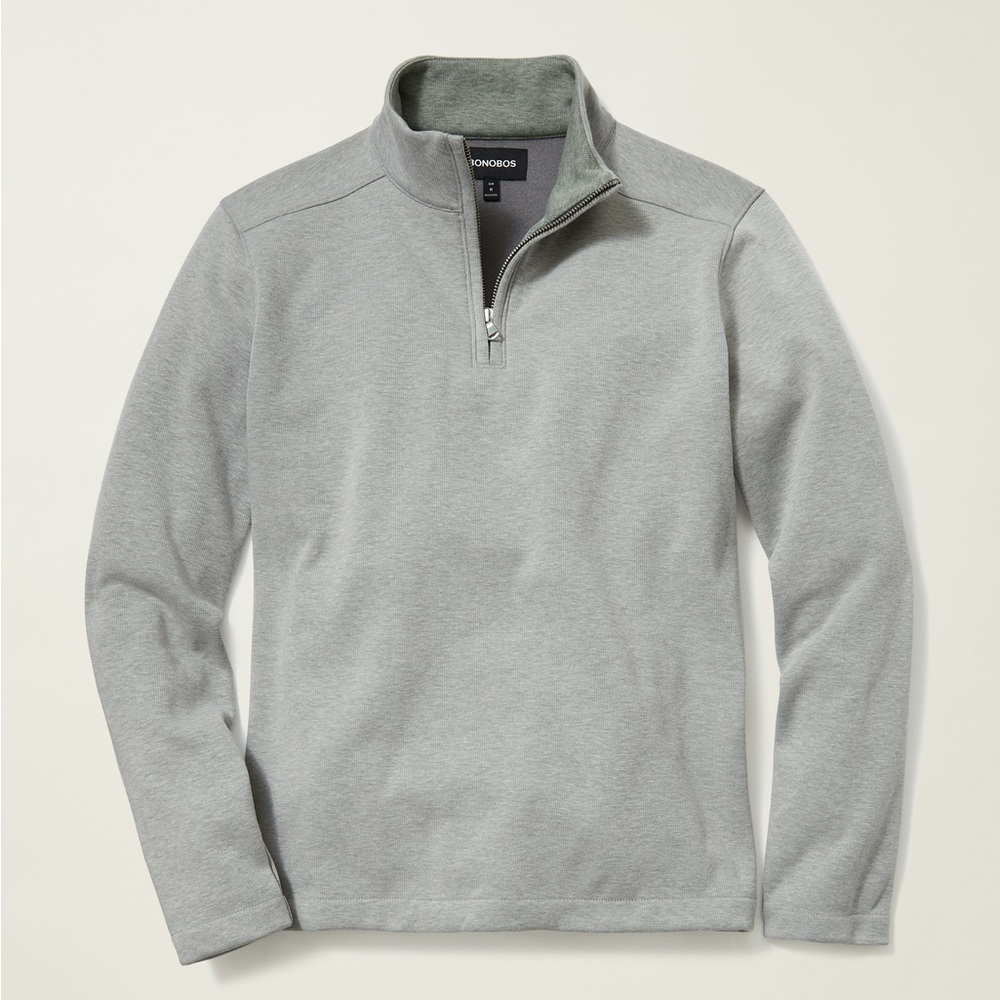 Bonobos Textured Fleece Half-Zip Grey Green Slim Medium